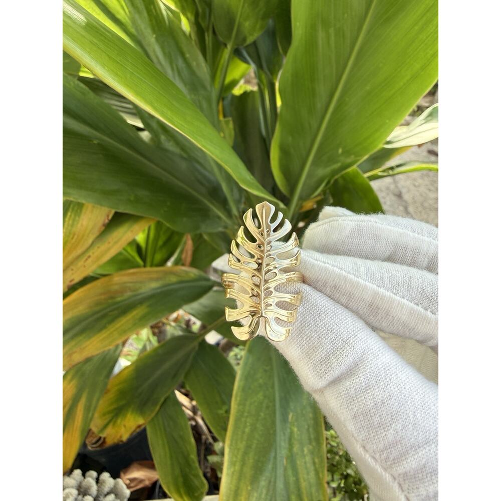 Maui Divers 14KT Yellow Gold Hawaiian Monstera Ring Made in Hawaii Size 8 - Picture 2 of 14